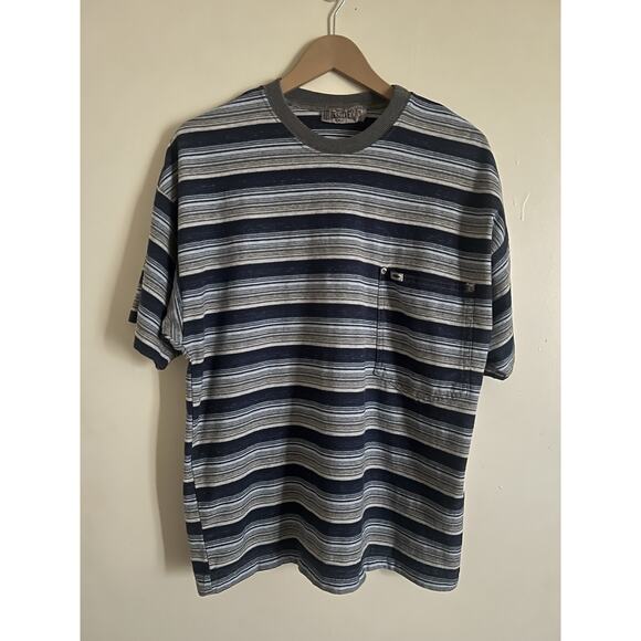 Vintage 90s Quiksilver QSD USA Made Surf Striped Pocket T Shirt Size S - Picture 1 of 4